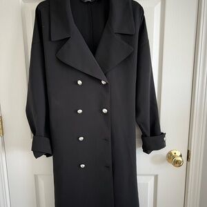 G by Guiliana Black Label Black Double-Breasted Trench Coat 1X petite